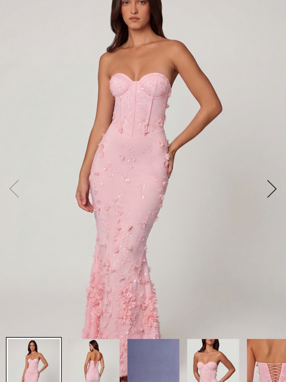 Oh Polly Strapless Pink Embellished Corset Dress - Picture 2 of 3